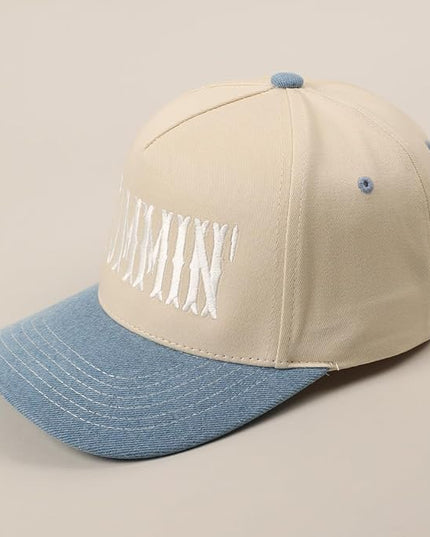 MIRMARU Two-Tone Vintage Canvas Trucker Hats for Men & Women, Adjustable Size Baseball Caps with Trendy Embroidered Design