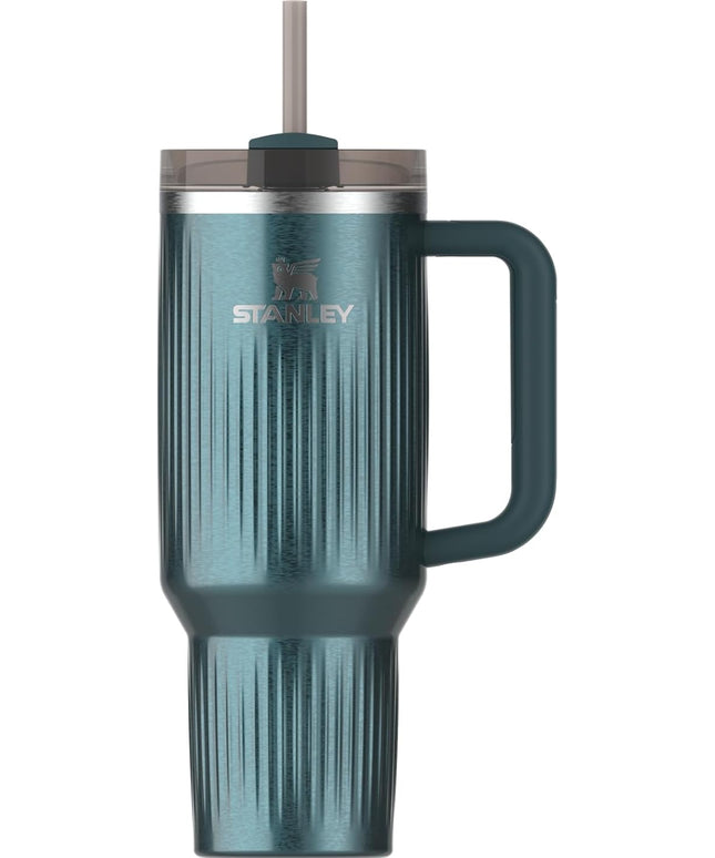 STANLEY Quencher H2.0 Tumbler with Handle and Straw 40 oz | Flowstate 3-Position Lid | Cup Holder Compatible for Travel | Insulated Stainless Steel Cup | BPA-Free | Fluted Marina Shine