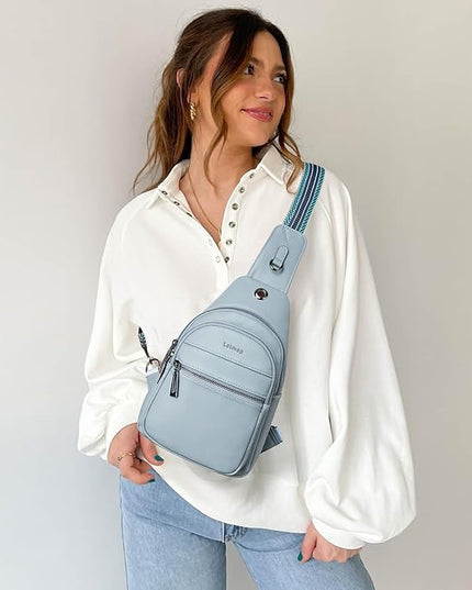 Sling Bag For Women Faux Leather Small Casual Daypack Backpack Fanny Pack Crossbody Chest Bags Purse