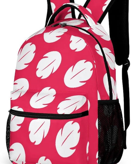 Fashion Pink White Leaf Backpack Lightweight Large Capacity Laptop Daybag for Travel Work