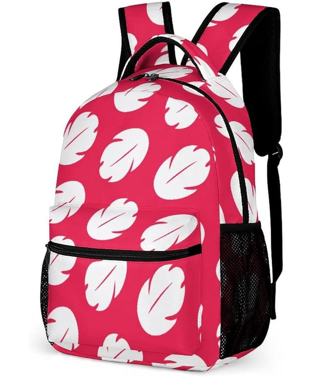 Fashion Pink White Leaf Backpack Lightweight Large Capacity Laptop Daybag for Travel Work