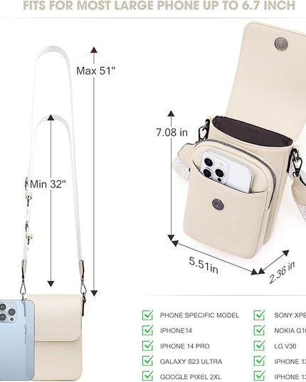 POIUGOYA Small Crossbody Bags for Women Trendy,Leather Triple Compartment Cell Phone Crossbody Wallet Purses with Card Slots