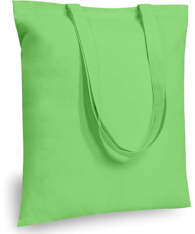 TOPDesign 12-Pack Economical 16"x15" Baby Green Cotton Tote Bags, Lightweight Medium Reusable Grocery Shopping Cloth Bags, Suitable for DIY, Advertising, Promotion, Gift, Activity