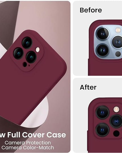 FireNova Designed for iPhone 13 Pro Case, Silicone Upgraded [Camera Protection] Phone Case with [2 Screen Protectors], Soft Anti-Scratch Microfiber Lining Inside, 6.1 inch, Plum