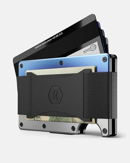 Ridge Wallets for Men Compatible with Magsafe - Slim Minimalist Compact Wallet and Card Holder, RFID Protected Front Pocket Wallets for Men with Integrated Cash Strap (Burnt Titanium) | Slim, RFID, Card Holder