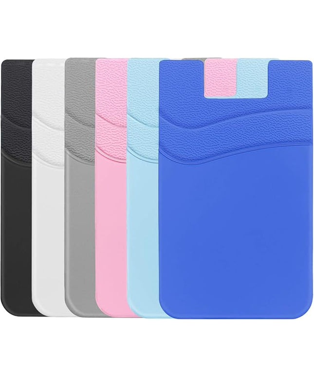 SS Phone Wallet Stick On, Adhesive Phone Card Holder Credit Card Stick on Wallet 2 Pocket Sleeve Suitable for iPhone, Samsung, Most Smartphones 6 Pack