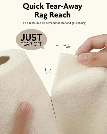Fantasticlean Microfiber Cleaning Cloth Roll -40 Pack, Tear Away Microfiber Towels, 12" x 12", Reusable, Washable, Scratch Free, Ultra Absorbent Dishcloth for All-Around Cleaning Supplies (Beige)