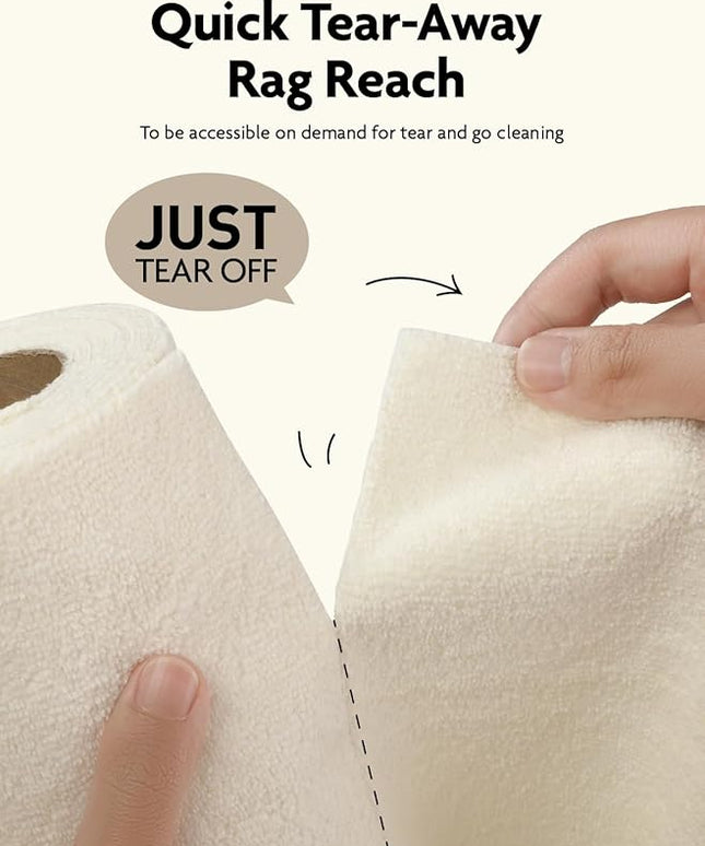 Fantasticlean Microfiber Cleaning Cloth Roll -40 Pack, Tear Away Microfiber Towels, 12" x 12", Reusable, Washable, Scratch Free, Ultra Absorbent Dishcloth for All-Around Cleaning Supplies (Beige)