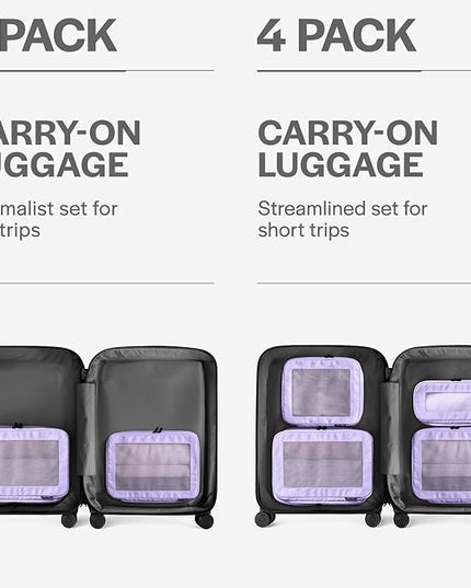 Aerotrunk Compression Packing Cubes for Travel - Luggage Organizer Bags - Double Zipper Packing Cubes for Suitcases (2-Pack, Purple)