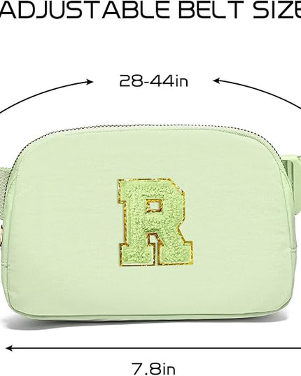 Gitus Gifts for 8 9 10 11 12 Year Old Girls Belt Bag Fanny Pack Crossbody Bags with Initial Letter Patch Cute Stuff Birthday Gifts for Teen Girls Women Personalized Trend Stuff (Light Green-R)