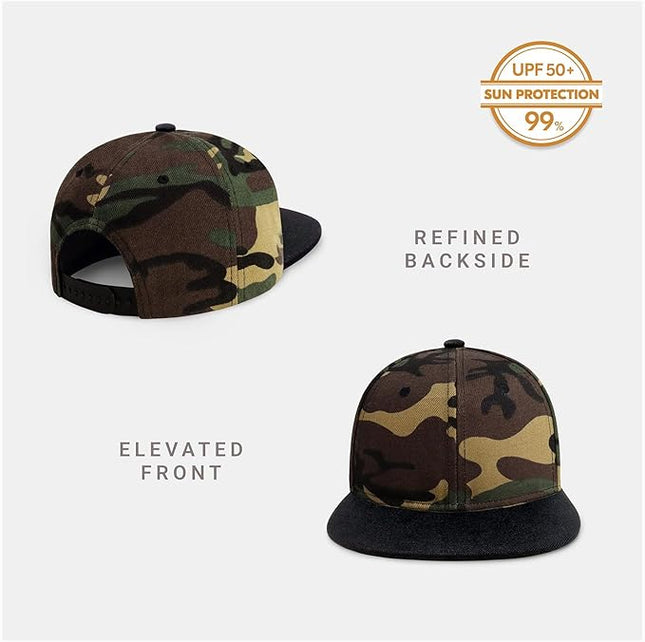 CHOK.LIDS Flat Bill Visor Classic Snapback Hat Blank Adjustable Brim High Top End Trendy Color Style Plain Tone Baseball Cap