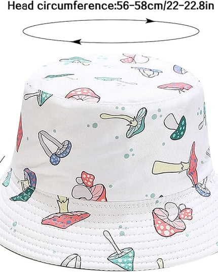 XYIYI Cute Bucket Hat Beach Fisherman Hats for Women, Reversible Double-Side-Wear