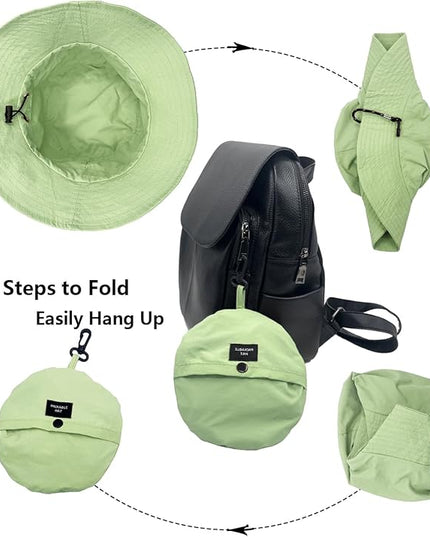 woogwin Waterproof Bucket Rain Hat with Chin Strap Quick Dry Packable Boonie Sun Hat Safari Hat UV Protection