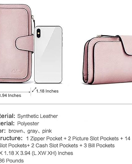 CLUCI Wallet For Women PU Leather RFID Blocking Womens Wallet Bifold Card Holder with ID Window Gifts for Women Birthday | RFID Blocking, Designer, Trifold, Card Holder, ID Window
