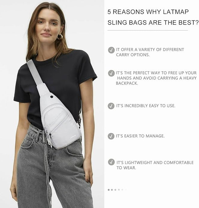 Sling Bag For Women Faux Leather Small Casual Daypack Backpack Fanny Pack Crossbody Chest Bags Purse
