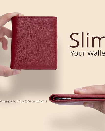 Bveyzi Ultra Slim Small RFID Wallet for Women, Leather Tiny Thin Bifold Pocket Ladies Wallet