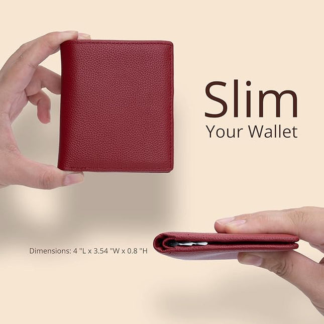 Bveyzi Ultra Slim Small RFID Wallet for Women, Leather Tiny Thin Bifold Pocket Ladies Wallet