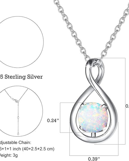 FANCIME Birthstone Necklaces for Women Fine Jewelry Sterling Silver Dainty Infinity Pendant Anniversary Birthday Christmas Gifts for Her Wife Mom Lady Daughter, Chain 16"+2" Extend