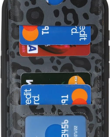 for iPhone 15 Pro Max Wallet Case with Card Holder, for iPhone 15 Pro Max Case Wallet with Strap Credit Card Slot, Crossbody Bag with Zipper Case for iPhone15 Pro Max - Black Leopard