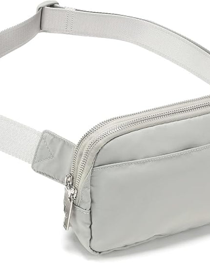 Pander Everywhere Belt Bag for Women, 5 Zipper Pockets Nylon Crossbody Fanny Pack Purse (Seal Grey)