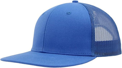 Flat Bill Snapback Mesh Hats | Fits OSFM & XXL Big Head | Blank Solid Color Adjustable Trucker Hat for Men