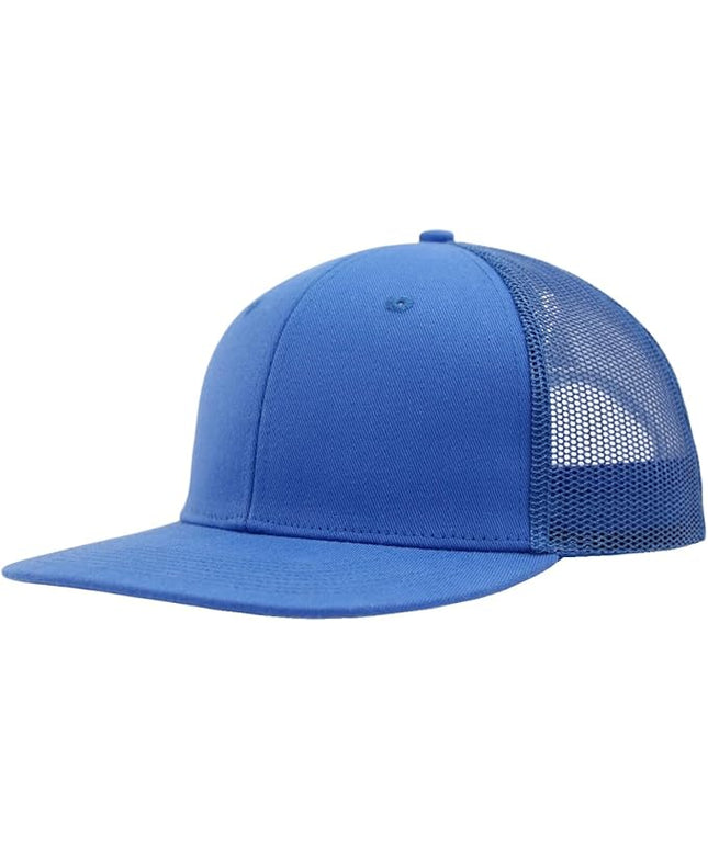 Flat Bill Snapback Mesh Hats | Fits OSFM & XXL Big Head | Blank Solid Color Adjustable Trucker Hat for Men