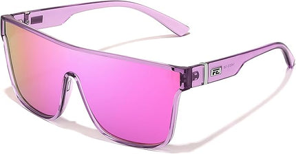 FEISEDY Sunglasses for Women Men, Fashion Mirrored Single Lens, Driving Beach Sunnies UV400 Shades B2996