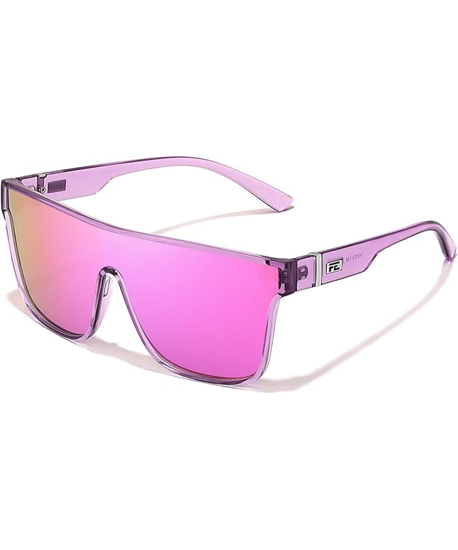 FEISEDY Sunglasses for Women Men, Fashion Mirrored Single Lens, Driving Beach Sunnies UV400 Shades B2996