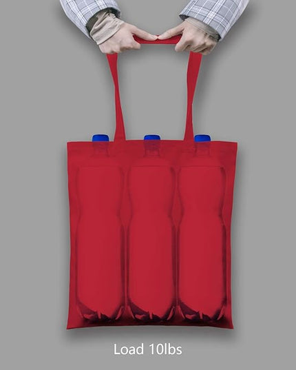 TOPDesign 24-Pack Economical 16"x15" Red Cotton Tote Bag, Lightweight Medium Reusable Grocery Shopping Cloth Bags, Suitable for DIY, Advertising, Promotion, Gift, Activity