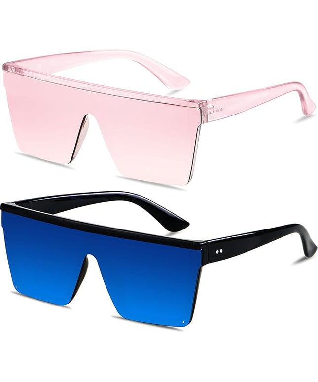 LYZOIT Square Oversized Sunglasses for Women Men Big Flat Top Fashion Shield Large UV Protection Rimless Shades