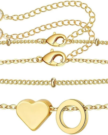 M MOOHAM Valentines Day Gifts for Kids Teen Girls -14K-Gold-Plated Heart Initial A-Z Bracelets for Women Girl Dainty Gold Bracelets Birthday Valentines Gifts for Women Her Teenage Girls Kid Teen Gift