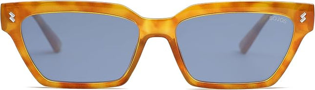 SOJOS Trendy Polarized Sunglasses Womens Men Retro Vintage 90s Cute Cat Eye Narrow Sun Glasses SJ2381