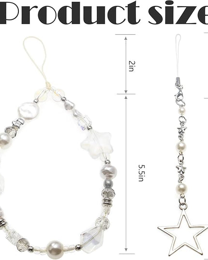 Beaded Camera Wrist Strap, Cute Phone Charms Strap, Pearl Bracelet Wrist Strap, Phone Keychain Decoration for Wallet