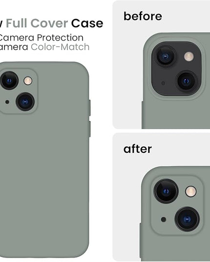 FireNova Designed for iPhone 15 Case, Silicone Upgraded [Camera Protection] Phone Case with [2 Screen Protectors], Soft Anti-Scratch Microfiber Lining Inside, 6.1 inch, Calke Green