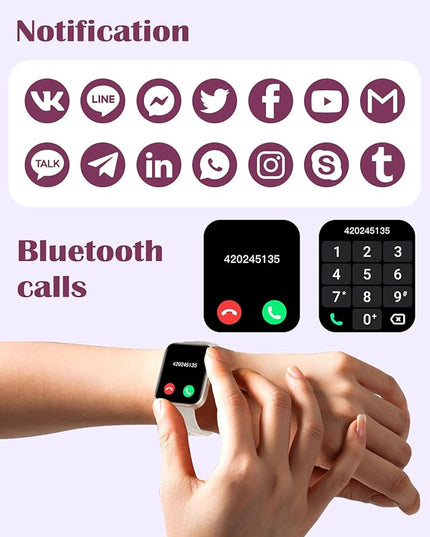 RUIMEN Smart Watches for Women Men (Answer/Make Calls) Compatible with iPhone/Android Phones, 1.85" HD Screen Fitness Tracker Heart Rate Monitor 100+ Sports Tracker Watch Waterproof (Milky White)