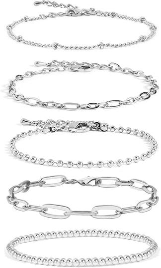 Waterproof Gold Chain Bracelet For Women Non Tarnish,14K Gold Plated Link Dainty Bracelets Stake Layered Bracelet Set Hypoallergen Gold Jewelry