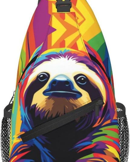 Animal Face Sling Bag Crossbody Bags Chest Bag Backpack for Travel Running and Hiking for Men Women Colorful Sloth