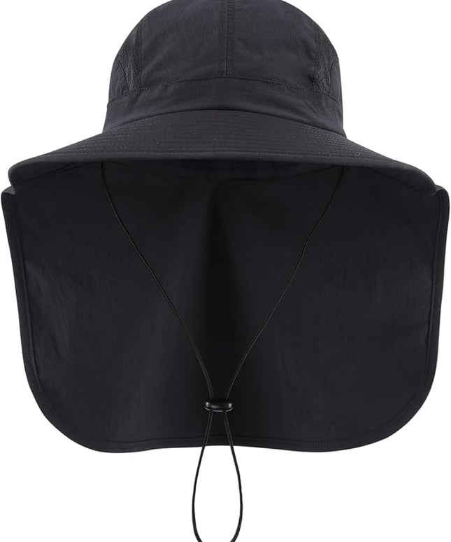 Home Prefer UPF 50+ Sun Hats for Men Women Wide Brim Fishing Hat with Neck Flap UV Protection Sunblock Safari Bucket Hat