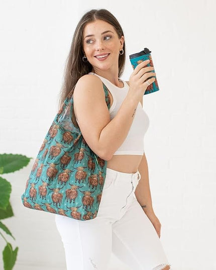 ECO CHIC Foldable Reusable Grocery Bags - Lightweight, Recycled & Reusable Shopping Bag - Waterproof Packable Tote