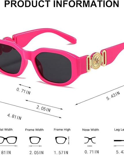 BUTABY Rectangle Sunglasses for Women Retro Driving Glasses 90’s Vintage Fashion Irregular Frame UV400 Protection