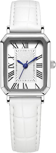 PASOY Vintage Womens Watch Analog Quartz Waterproof Ladies Watches for Women with Leather Strap Square Dial