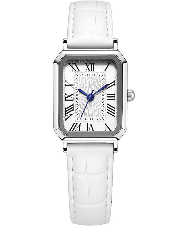 PASOY Vintage Womens Watch Analog Quartz Waterproof Ladies Watches for Women with Leather Strap Square Dial