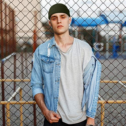 SATINIOR 4 Pieces Trawler Beanie Watch Hat Roll up Edge Skullcap Fisherman Beanie Unisex