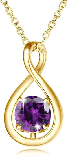 FANCIME Birthstone Necklaces for Women Fine Jewelry Sterling Silver Dainty Infinity Pendant Anniversary Birthday Christmas Gifts for Her Wife Mom Lady Daughter, Chain 16"+2" Extend
