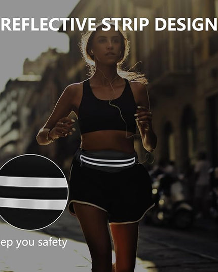Running Belt Fanny Pack, Running Waist Pack for Women & Men USA Patented Hands-Free Reflective Runner Pouch Belt Fitness Workout Bag No-Bounce Adjustable Sport Travel Fanny Pack Cell