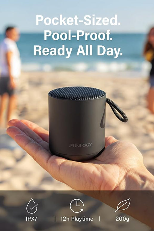 Portable Mini2 Bluetooth Speaker, Wireless Portable Speaker with Deep Bass, IPX7 Waterproof, TWS Stereo Pairing, Built-in Mic, Small Speaker for Shower, Outdoor, Travel, Black