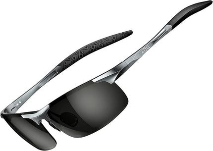 ATTCL Polarized Sunglasses Men Sports: UV Protection Anti Glare Wrap Around Lightweight Metal Driving Fishing Golf Running