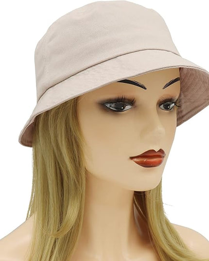 Umeepar Unisex Cotton Packable Bucket Hat Sun Hat Plain Colors for Men Women