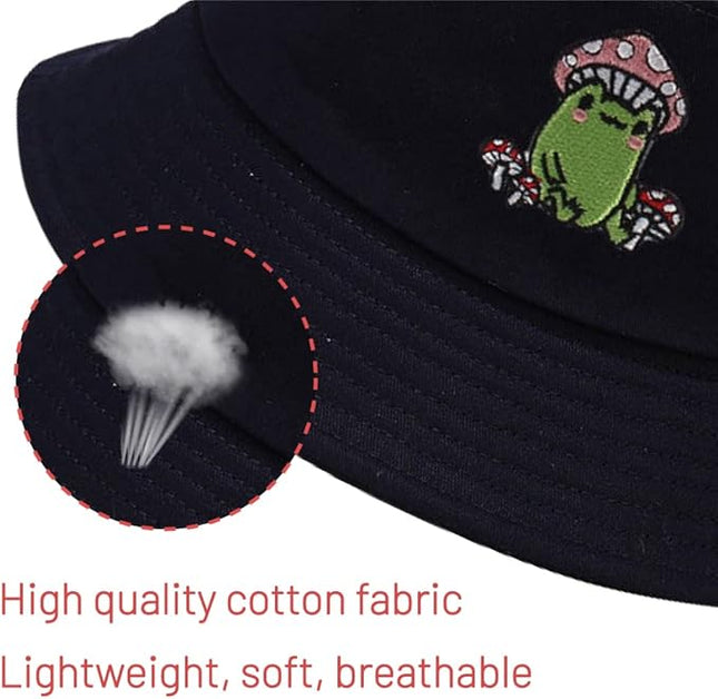 Cotton Bucket Hat for Women Men Summer Travel Sun Beach Bucket Cap, Unisex Outdoor Fisherman Hat