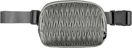 C.C Belt Bag for Women – Quilted Fanny Pack Crossbody Waist Bag with Adjustable Strap, Fashion Gift Idea (Materasse - Silver)